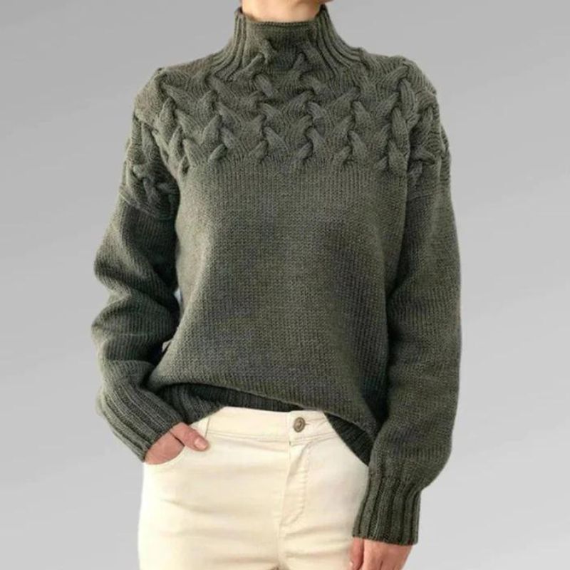 Gitte™ - Hyggelige Strickpullover mit Rollkragen und grobem Kabelmuster