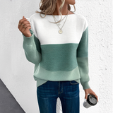 Strickpullover Damen Colorblock – Grün