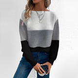 Strickpullover Damen Colorblock – Schwarz