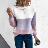 Strickpullover Damen Colorblock – Lila