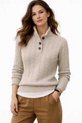 Pullover Damen Zopfmuster Langarm – Grau