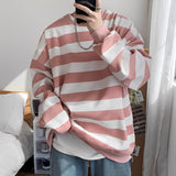 Pullover Herren Oversized Streifen – Rosa