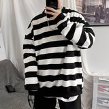 Pullover Herren Oversized Streifen – Schwarz