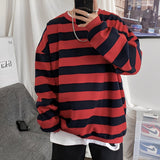 Pullover Herren Oversized Streifen – Rot