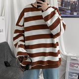 Pullover Herren Oversized Streifen – Braun