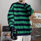 Pullover Herren Oversized Streifen – Grün