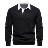 Pullover Herren Regular Fit mit Polokragen – Schwarz