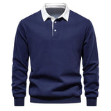 Pullover Herren Regular Fit mit Polokragen – Dunkelblau