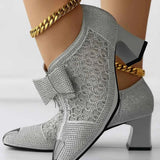Pumps Mit Strass Schleife – Silber