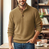 Sebastian | Herren Langarmpullover mit Knöpfen – Khaki