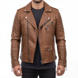 Jürgen | Herren Winter Zip-Up Lederjacke – Braun