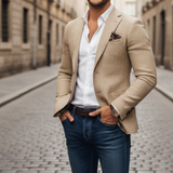 Raffael | Herren Slim Fit Sakko Einknopf Blazer – Beige
