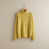 Ragna | Damen Strickpullover Rautenmuster Rollkragen – Gelb