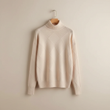 Ragna | Damen Strickpullover Rautenmuster Rollkragen – Khaki