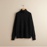 Ragna | Damen Strickpullover Rautenmuster Rollkragen – Schwarz