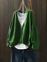 Ragneid | Damen Strickjacke Oversize V-Ausschnitt – Grün