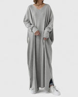 Ragnela | Damen Strickkleid Oversize Maxi – Grau