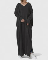 Ragnela | Damen Strickkleid Oversize Maxi – Schwarz