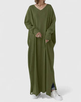 Ragnela | Damen Strickkleid Oversize Maxi – Dunkelgrün