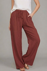 Ragnhild | Damen Wide Leg Hose mit Kordelzugbund – Schwarz