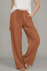 Ragnhild | Damen Wide Leg Hose mit Kordelzugbund – Orange