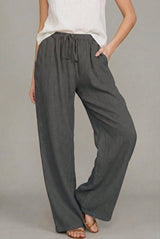Ragnhild | Damen Wide Leg Hose mit Kordelzugbund – Dunkelgrau