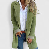 Ragnhildr | Damen Lange Strickjacke mit Knöpfen – Grün