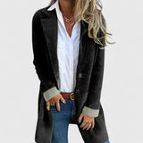 Ragnhildr | Damen Lange Strickjacke mit Knöpfen – Schwarz