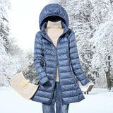 Ragnora | Damen Gesteppte Kapuzenjacke Winterjacke – Blau