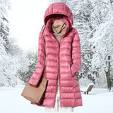 Ragnora | Damen Gesteppte Kapuzenjacke Winterjacke – Rosa