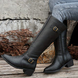 Ragnvei | Damen Kniehohe Stiefel Reiterstiefel Schwarz – Schwarz