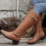 Ragnvei | Damen Kniehohe Stiefel Reiterstiefel Schwarz – Hellbraun
