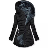 Ragnwild | Damen Steppjacke mit Kapuze Winterjacke – Schwarz