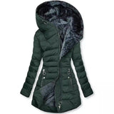 Ragnwild | Damen Steppjacke mit Kapuze Winterjacke – Grün