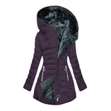 Ragnwild | Damen Steppjacke mit Kapuze Winterjacke – Lila