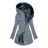 Ragnwild | Damen Steppjacke mit Kapuze Winterjacke – Grau