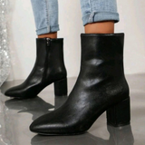 Rahel | Damen Orthopädische Stiefeletten mit Absatz und Verschluss – Schwarz