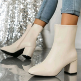 Rahel | Damen Orthopädische Stiefeletten mit Absatz und Verschluss – Beige