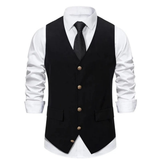 Rasmus | Herren Trachtenweste Slim Fit Anzugweste – Schwarz
