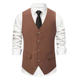 Rasmus | Herren Trachtenweste Slim Fit Anzugweste – Kaffee
