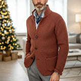 Reimbert | Herren Strickjacke Stehkragen Waffelstrick – Braun