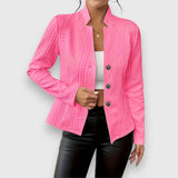 Reina | Damen Troyer Pullover Zopfmuster Langarm Anliegend – Rosa