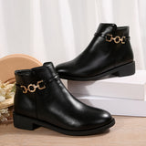 Renata | Damen Stiefeletten schwarz mit Goldketten-Detail – Schwarz
