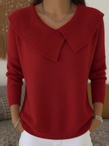 Renelde | Damen Strickpullover mit weichem Kragen – Rot