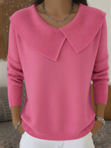 Renelde | Damen Strickpullover mit weichem Kragen – Rosa