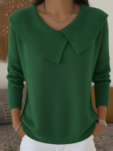 Renelde | Damen Strickpullover mit weichem Kragen – Grün