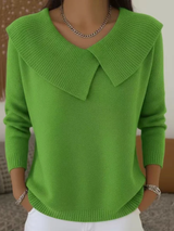 Renelde | Damen Strickpullover mit weichem Kragen – Hellgrün