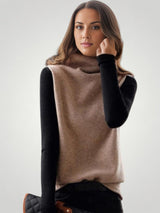 Klara | Eleganter Rollkragenpullover Farbblock Retro – Braun