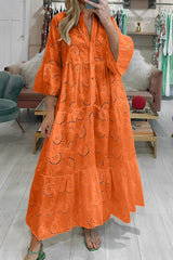 Cordelia | Sommerliches Kleid mit Lochmuster und V-Ausschnitt – Orange