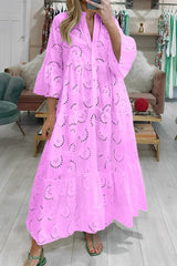 Cordelia | Sommerliches Kleid mit Lochmuster und V-Ausschnitt – Hellrosa